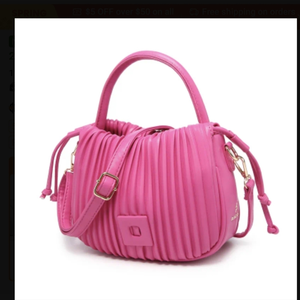 Pleated Top-Handle Crossbody Bag